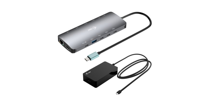 i-tec Metal USB-C Nano 3x Display Dock, 2x HDMI 1x USB-C video with Power Delivery 140W + Universal Charger 140 W