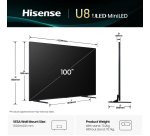 Hisense 100U8Q 2.54 m (100") 4K Ultra HD Smart TV Wi-Fi Black, Grey