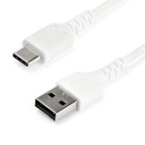 StarTech.com Câble de Charge Rapide USB-A vers USB-C de 1m, Robuste, Charge et Synchronisation, 3A, USB 2.0, Gaine TPE Blanche et Fibre d'Aramide - Cordon de Charge USB