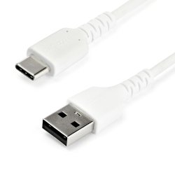 StarTech.com 1M USB A to USB C Charging Cable - Durable Fast Charge & Sync USB 2.0 to USB Type C Data Cord - Rugged TPE Jacket Aramid Fiber M/M 60W White - Samsung S10, iPad Pro, Pixel