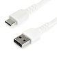 StarTech.com Cable de 2m de Carga USB A a USB C - de Carga Rápida y Sincronización Rápida USB 2.0 a USB Tipo C - Revestimiento TPE de Fibra de Aramida M/M 3A Blanco - S10, iPad Pro, Pixel