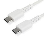 StarTech.com Cable de 2m de Carga USB C - de Carga Rápida y Sincronización USB 2.0 Tipo C a USB C para Portátiles - Revestimiento TPE de Fibra de Aramida M/M 60W Blanco - iPad Pro Surface