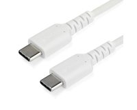 StarTech.com Cable de 1m de Carga USB C - de Carga Rápida y Sincronización USB 2.0 Tipo C a USB C para Portátiles - Revestimiento TPE de Fibra de Aramida M/M 60W Blanco - iPad Pro Surface