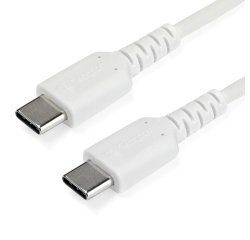 StarTech.com Cable de 2m de Carga USB C - de Carga Rápida y Sincronización USB 2.0 Tipo C a USB C para Portátiles - Revestimiento TPE de Fibra de Aramida M/M 60W Blanco - iPad Pro Surface