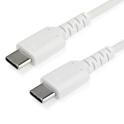 StarTech.com 1m USB-C Ladekabel - Langlebiges USB 2.0 Typ C zu USB C Datenübertragungs-/Schnellladekabel - TPE Mantel Aramidfaser M/M 60W Weiß - Samsung S10 S20 iPad Pro MS Surface