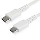 StarTech.com Cable de 1m de Carga USB C - de Carga Rápida y Sincronización USB 2.0 Tipo C a USB C para Portátiles - Revestimiento TPE de Fibra de Aramida M/M 60W Blanco - iPad Pro Surface