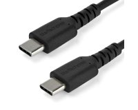 StarTech.com Cable de 1m de Carga USB C - de Carga Rápida y Sincronización USB 2.0 Tipo C a USB C para Portátiles - Revestimiento TPE de Fibra de Aramida M/M 60W Negro - iPad Pro Surface