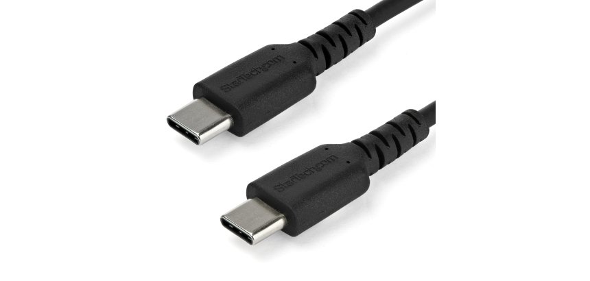 StarTech.com Câble de Charge Rapide USB-C de 1m, Robuste, Charge et Synchronisation, 60W (3A) PD, USB 2.0, Gaine TPE Noire et Fibre d'Aramide - Cordon de Charge USB C