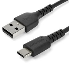 StarTech.com Cable de 1m de Carga USB A a USB C - de Carga Rápida y Sincronización Rápida USB 2.0 a USB Tipo C - Revestimiento TPE de Fibra de Aramida M/M 3A Negro - S10, iPad Pro, Pixel
