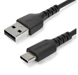 StarTech.com Cable de Carga USB-A a USB-C de 1m - Cable de Carga Rápida y Sincronización USB 2.0 de Servicio Pesado - Cable de Datos USB 2.0- Resistente con Fibra de Aramida - M/M - 3A - Negro