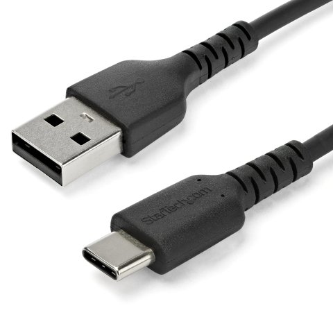 StarTech.com Cable de Carga USB-A a USB-C de 2m - Cable de Carga Rápida y Sincronización USB 2.0 de Servicio Pesado - Cable de Datos USB 2.0- Resistente con Fibra de Aramida - M/M - 3A - Negro