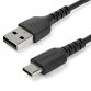 StarTech.com 2m USB-A auf USB-C Ladekabel - Dauerhaftes USB 2.0 auf USB Typ-C Datenübertragungs- und Schnellladekabel - Robuster TPE-Mantel Aramidfaser, M/M, 3A - Schwarz