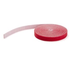 StarTech.com Bobina de 7,6m de Gancho y Bucle - Tiras Reutilizables de Gancho y Bucle - Cinta Sujetacables - Envolturas Ajustables de Tela para Gestión de Cableado - Rojo