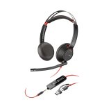 POLY Micro-casque stéréo USB-C Blackwire 5220 + prise 3,5 mm + adaptateur USB-C/A (lot)