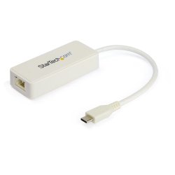 StarTech.com Adaptador de Red Ethernet USB-C con Puerto USB A - Adaptador de Red NIC Ethernet RJ45 USB Tipo C USB 3.0/USB 3.1 Blanco - Adaptador LAN Compatible con TB3 - Win/Mac/Chrome