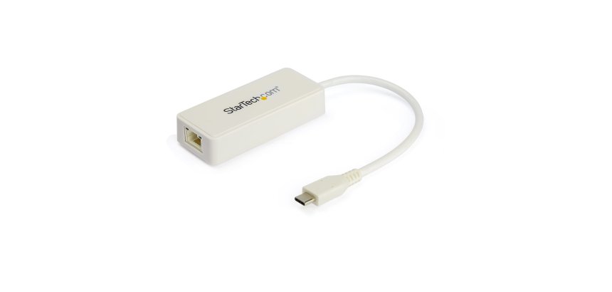 StarTech.com USB C to Gigabit Ethernet Adapter w/USB A Port - White 1Gbps NIC USB 3.0/USB 3.1 Type C Network Adapter - 1GbE USB-C RJ45/LAN TB3 Compatible Windows MacBook Pro Chromebook