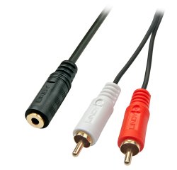 Lindy 35677 cable de audio 0,25 m 2 x RCA 3,5mm Negro, Rojo, Blanco