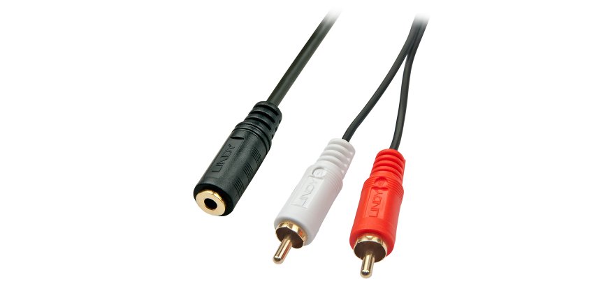 Lindy 35677 cable de audio 0,25 m 2 x RCA 3,5mm Negro, Rojo, Blanco