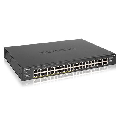 NETGEAR GS348PP Non-géré Gigabit Ethernet (10/100/1000) Connexion Ethernet, supportant l'alimentation via ce port (PoE) Noir