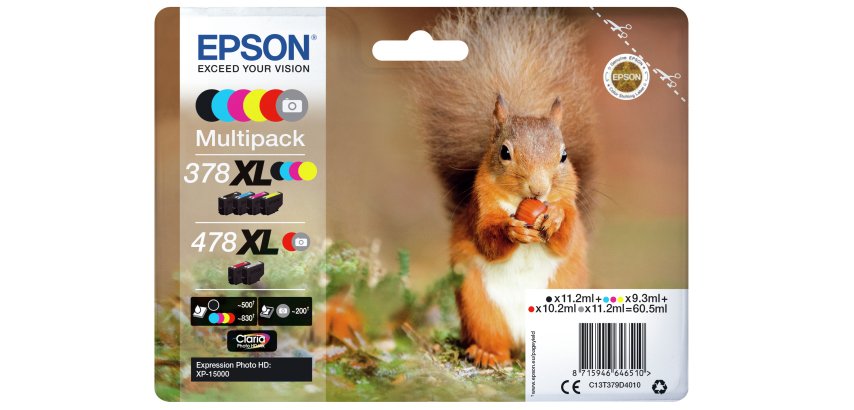 Epson - Multipack Cartuccia ink - 378XL/478XL - C/M/Y/K/R/G - C13T379D4010 - C/M/Y 9,3ml - K/R 11,2ml - R 10,2ml