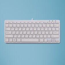 R-Go Tools Clavier ergonomique R-Go Compact, design plat, mini-clavier, QWERTY (UK), filaire, blanc