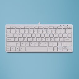 R-Go Tools Clavier ergonomique R-Go Compact, design plat, mini-clavier, QWERTY (UK), filaire, blanc