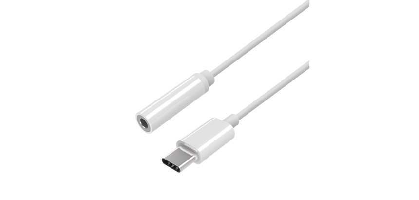 AISENS Conversor USB-C a audio estilo Apple, USB-C/M-Jack 3.5/H, Blanco, 15 cm