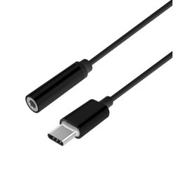 AISENS Conversor USB-C a audio estilo Apple, USB-C/M-Jack 3.5/H, Negro, 15 cm
