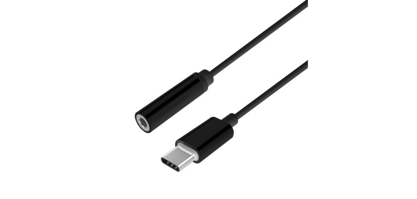 AISENS Conversor USB-C a audio estilo Apple, USB-C/M-Jack 3.5/H, Negro, 15 cm