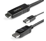 StarTech.com Câble Adaptateur HDMI vers DisplayPort de 2m - 4K 30Hz - M/M - Câble Convertisseur Actif HDMI 1.4 vers DP 1.2 avec Audio - Alimenté par USB - Mac & Windows - Laptop HDMI vers Écran DP