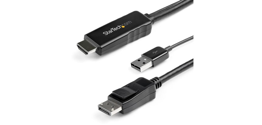 StarTech.com Câble Adaptateur HDMI vers DisplayPort de 2m - 4K 30Hz - M/M - Câble Convertisseur Actif HDMI 1.4 vers DP 1.2 avec Audio - Alimenté par USB - Mac & Windows - Laptop HDMI vers Écran DP