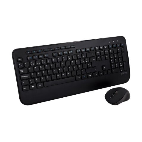 Pack Teclado Full-size con reposamuñecas QWERTY español + Ratón negro V7 CKW300ES