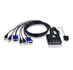 ATEN Switch KVM USB VGA cablato 2-porte con selettore porta remota