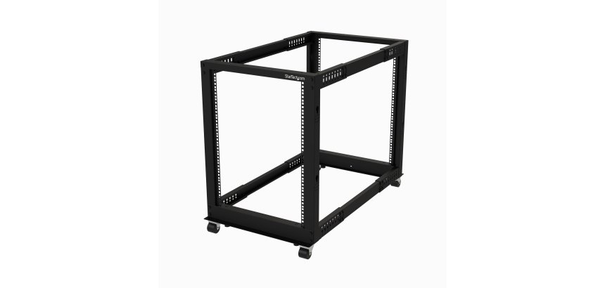 StarTech.com Rack Serveur Mobile 15U 4 Poteaux, Rack Réseau 19" 4 Poteaux avec Roulettes, Rack Roulant avec Profondeur Ajustable pour PC/AV/Données/Informatique - Roulettes, Pieds de nivellement ou Fixation au Sol