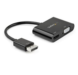 StarTech.com Adaptateur DisplayPort vers HDMI VGA - Dongle Convertisseur Numérique Multiport Actif Vidéo d'Écran DP 1.2 Mâle vers HDMI 2.0 4K 60 Hz VGA Femelle pour PC/CG