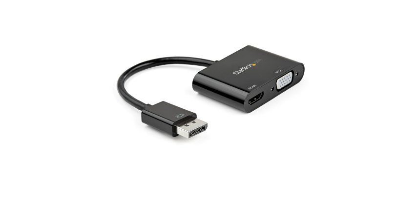 StarTech.com Adaptateur DisplayPort vers HDMI VGA - Dongle Convertisseur Numérique Multiport Actif Vidéo d'Écran DP 1.2 Mâle vers HDMI 2.0 4K 60 Hz VGA Femelle pour PC/CG