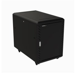 StarTech.com Armoire Rack Serveur 15U à 4 Montants, Armoire Verrouillable 19" pour Ordinateur/AV/Équipement IT, Rack Réseau pour Bureau/Domicile avec Roulettes et Rails de Montage Ajustables
