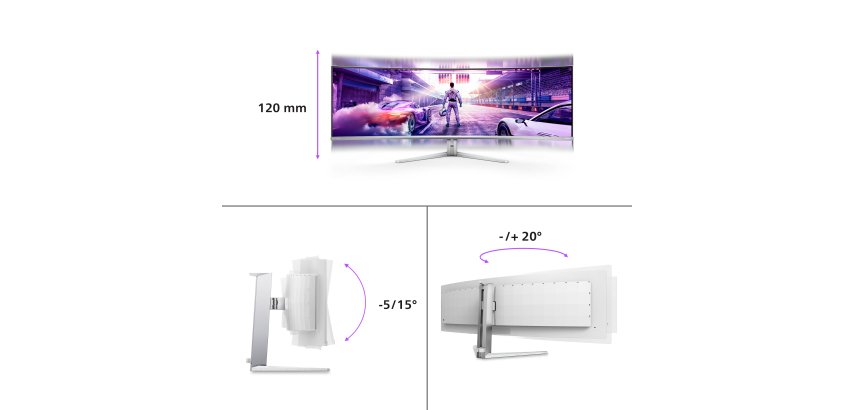 Philips Evnia 8000 49M2C8900/00 écran plat de PC 124,2 cm (48.9") 5120 x 1440 pixels Dual QHD QD-OLED Blanc