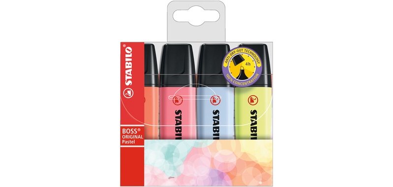 Surligneur BOSS ORIGINAL Pastel, étui en PET de 4