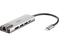 D-Link DUB-M520 base para portátil y replicador de puertos Alámbrico Thunderbolt 3 Aluminio