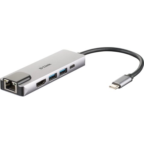 D-Link DUB-M520 base para portátil y replicador de puertos Alámbrico Thunderbolt 3 Aluminio, Negro