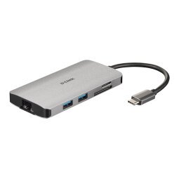 D-Link DUB-M810 base para portátil y replicador de puertos Alámbrico USB 3.2 Gen 1 (3.1 Gen 1) Type-C Plata