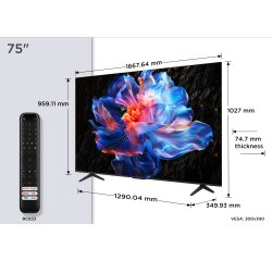 TCL TV LED 4K 189 cm 75P6K 4K HDR avec Google TV 2025