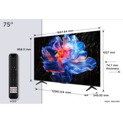 TCL TV LED 4K 189 cm 75P6K 4K HDR avec Google TV 2025