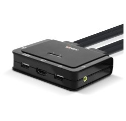 Lindy 2 Port HDMI 18G, USB Type C, USB 2.0 and Audio Cable KVM Switch