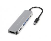 Conceptronic DONN02G base para portátil y replicador de puertos USB 3.2 Gen 1 (3.1 Gen 1) Type-C Aluminio