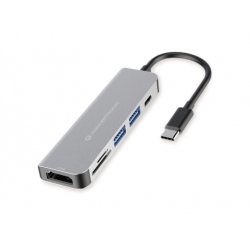 Conceptronic DONN02G base para portátil y replicador de puertos USB 3.2 Gen 1 (3.1 Gen 1) Type-C Aluminio