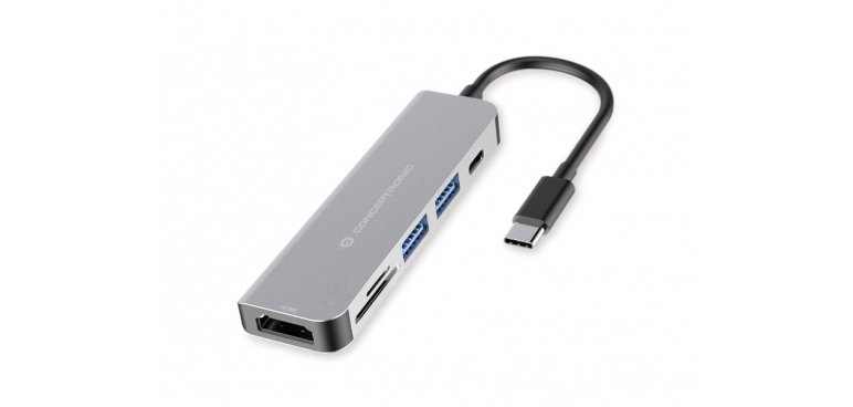 Conceptronic DONN02G base para portátil y replicador de puertos USB 3.2 Gen 1 (3.1 Gen 1) Type-C Aluminio