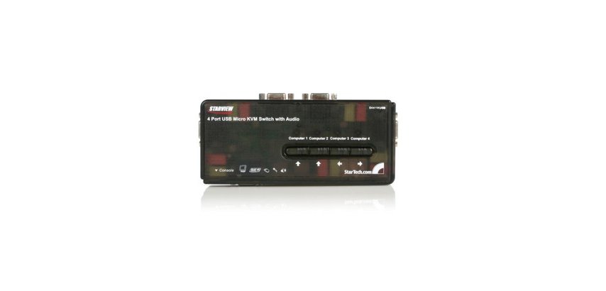 StarTech.com 4 Port Black USB KVM Switch Kit with Cables and Audio