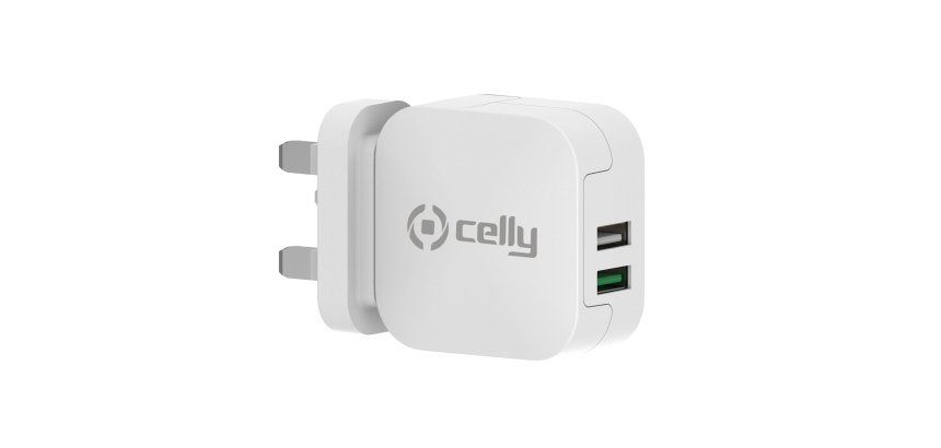 Celly TC2USBTURBOUK Caricabatterie per dispositivi mobili Fotocamera, Comandi di gaming, Cuffie, Telefono cellulare, Power bank, Smartphone, Orologio intelligente, Tablet, Orologio, Indossabili Bianco AC Ricarica rapida Interno